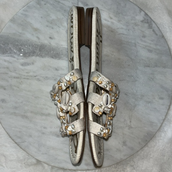 Sam Edelman Shell Sandal Slides Size 10 Worn 1x Like New Bohemian Beach 🐚🪸🐚 - Picture 12 of 15